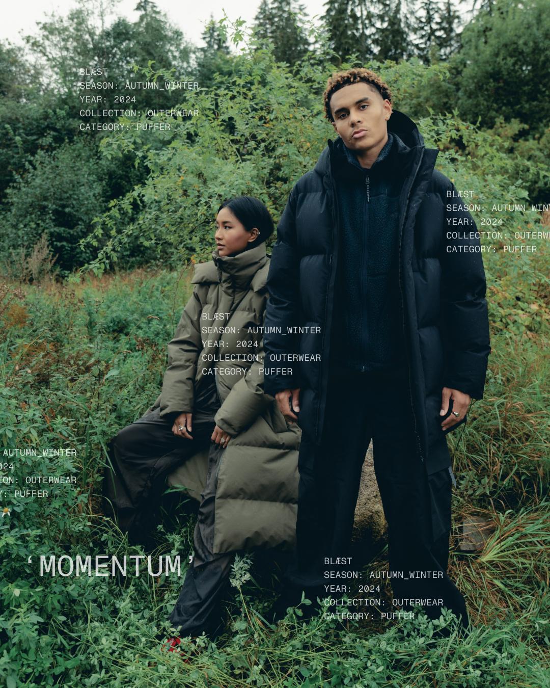 Man and woman wearing waterproof puffer jackets from BLÆST