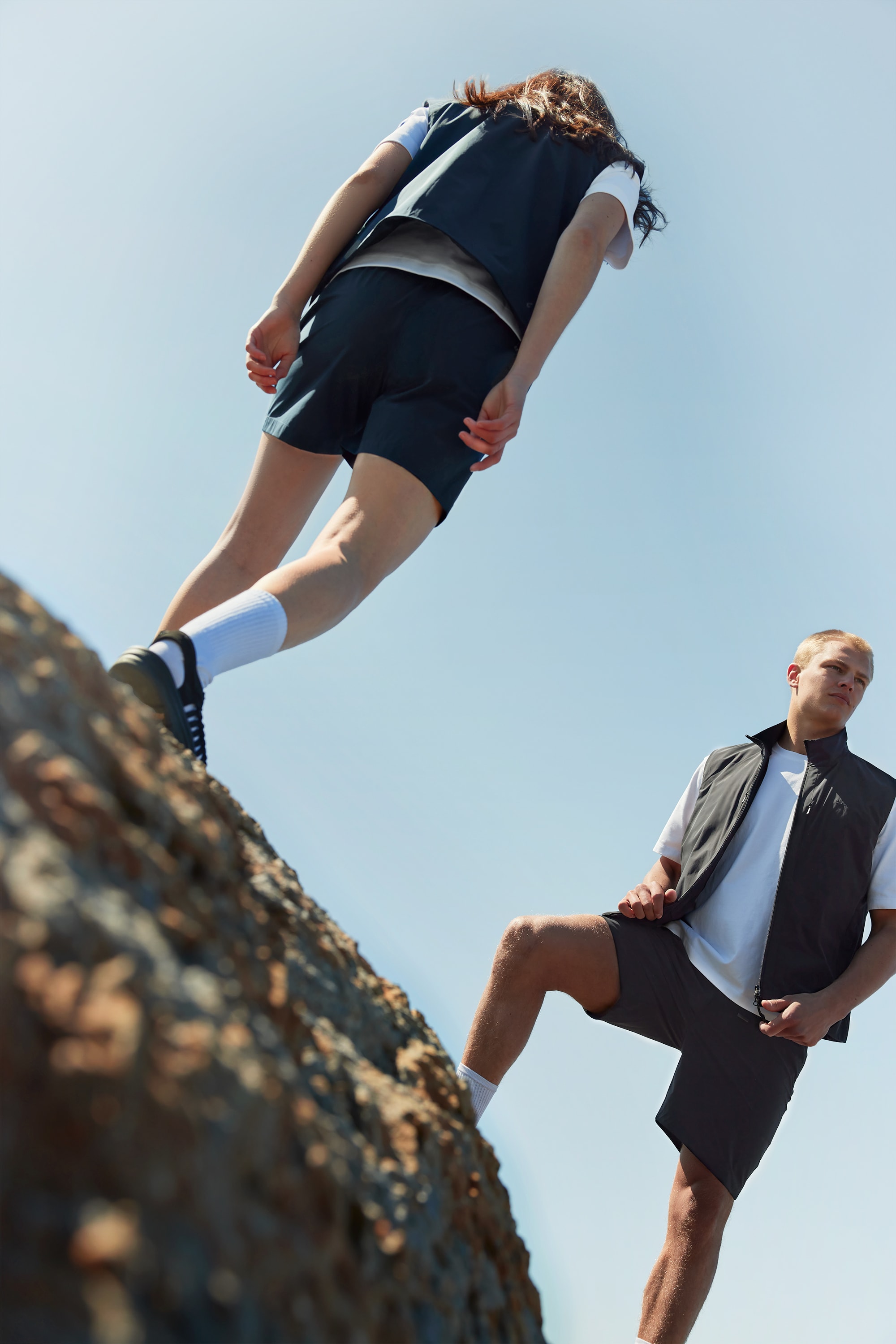 Woman and man wearing the lightweight Sorona capsule collection from BLÆST